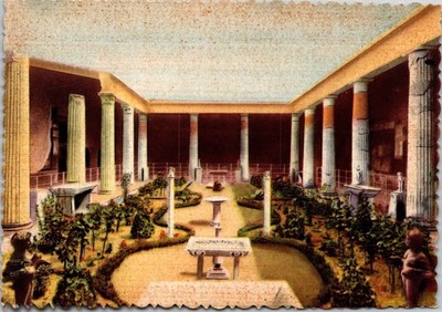 Pompei House Of The Vettii Prop Ris Stampato Italia UNP Garden View Postcard