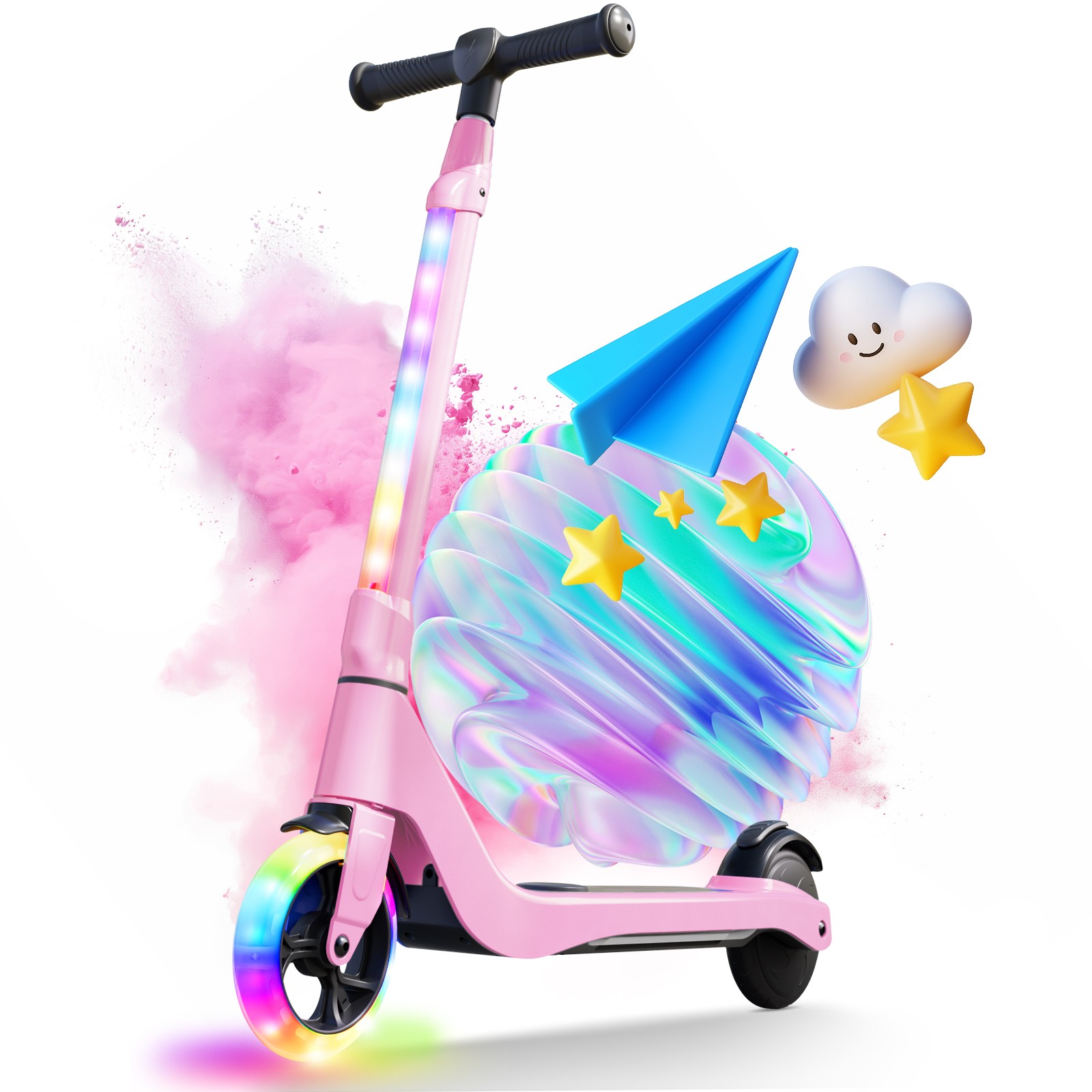 Electric Scooter for Kids Ages 6-12 ,LED Light-Up Deck 5.3" Wheel Kick Scooter