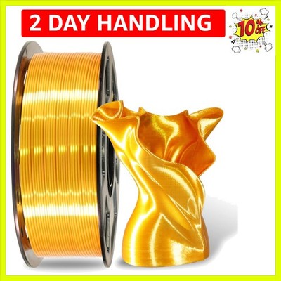 Silk Shiny PLA Gold 3D Printing Filament, 1Kg 2.2lbs 1.75mm 3D Print Material...