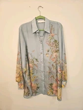 ZIMMERMANN  Waverley  Shirt  Blue Floral Size 3 Or L