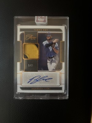 Panini 2022 Three and Two Brandon Lowe Tampa Bay Rays Autograph Jersey Card 1/3