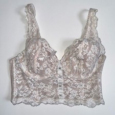 Victoria's Secret Longline Lace Bustier Corset Bra 34C Ivory Nude Bridal