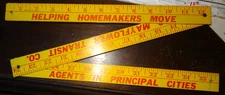 Aero Mayflower Transit Moving Co Tri Folding Ruler Vintage Yard Stick 36" Yellow