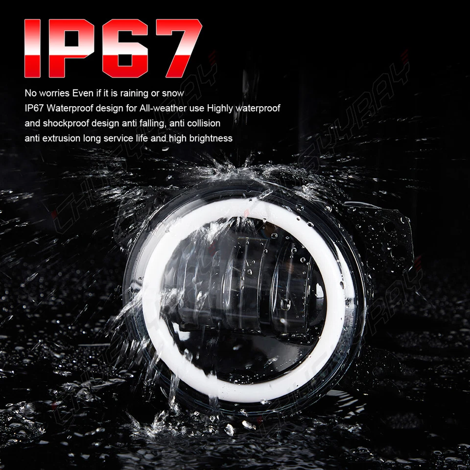 Par de luces antiniebla LED redondas de 4 pulgadas Halo Angel Eyes DRL para Kenworth T2000 Foto 4 de 4