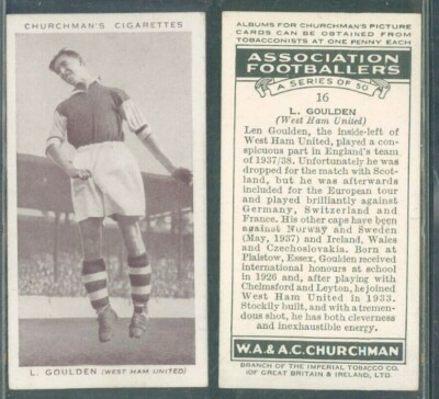 Absolute R@RIT@' Originalfigur West Ham U. 1938 L.GOULDEN*N.16