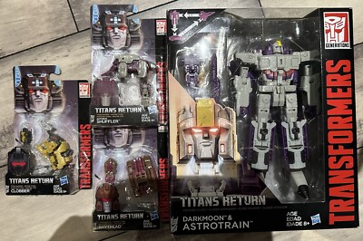 Transformer LOT ASTROTRAIN+SHUFFLER+SKYTREAD+CLOBBER Titan Return Headmaster