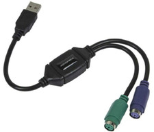PS/2 Keyboard / Mouse to USB Converter Cable Cord Adapter - Black