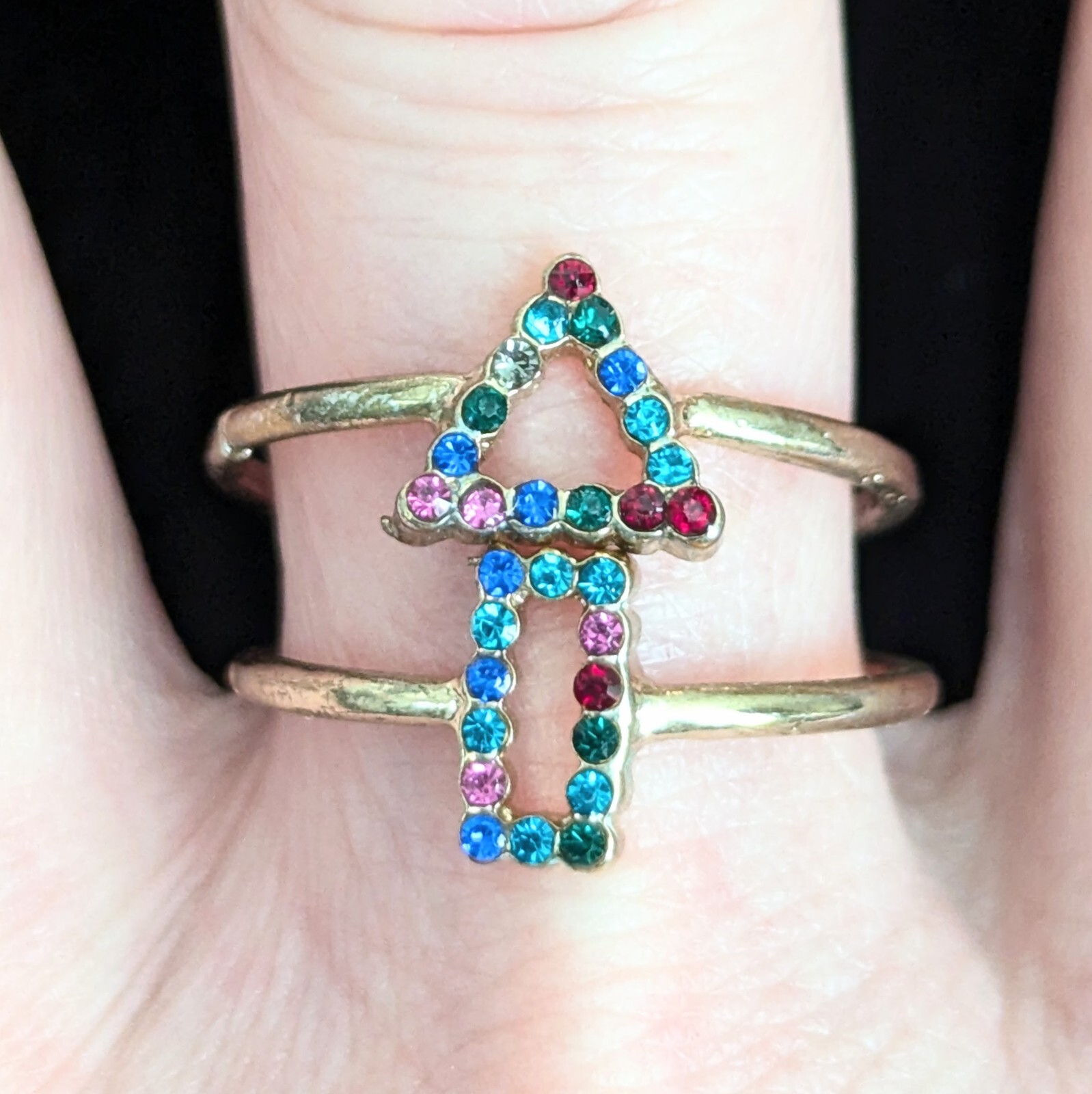 Stackable Rhinestone Rings Bands Triangle Rectang… - image 5