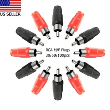 30/50/100pcs RCA Male/Female Connector, Solder-type, Nickel-plated, Heavy-duty