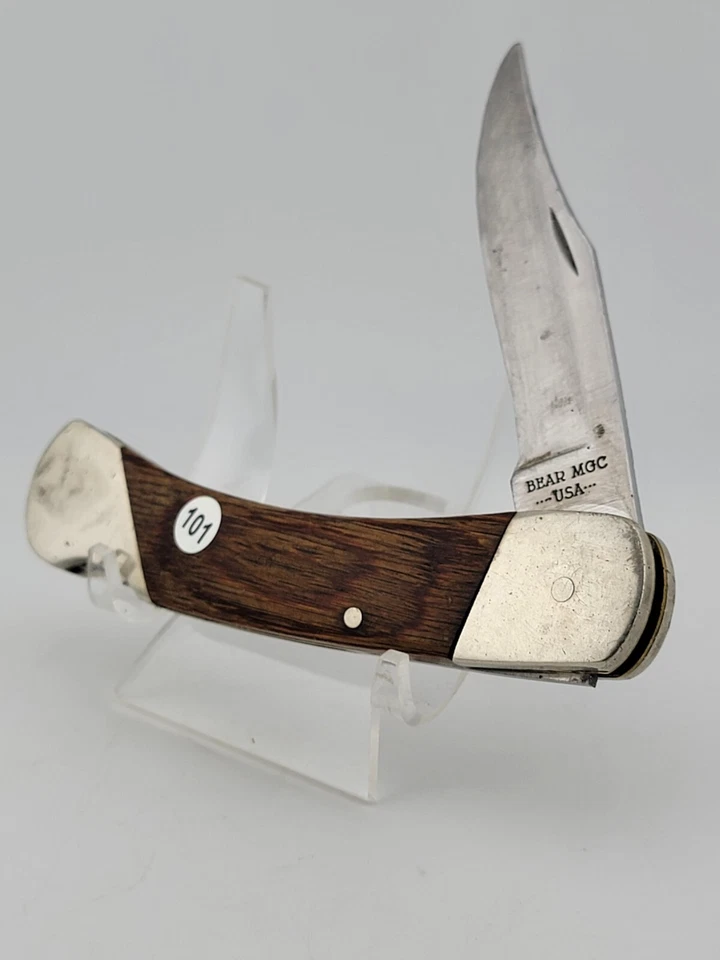 Cuchillo Plegable Oso Grande MGC EE. UU. Clip Point Hoja SS Mango de Palisandro 9 Pulgadas Foto 3 de 4