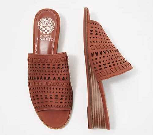 Vince Camuto Womens Rallema Slide Sandals Nutmix Brown Wedge Heels Slip Ons 6 M | eBay