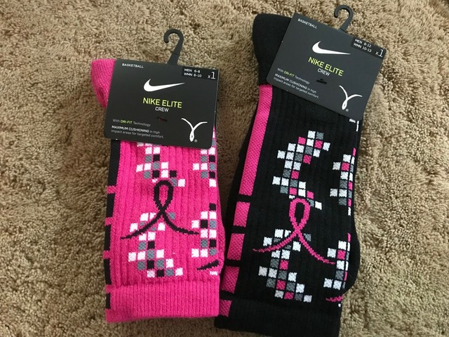 breast cancer basketball socks