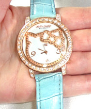 HELLO KITTY 76 '06 Sanio Faux Leather Blue Band Sparkly Rhinestones Runs Great 