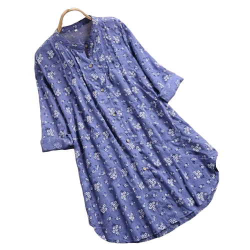 Women Linen Cotton T-Shirt Dress Plus Size Ladies Casual Baggy Tunic Tops Blouse - Bild 11 von 20