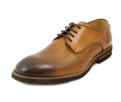 Scarpe Uomo Casual Eleganti Stringate Derby in Pelle Marrone Made - Main Image