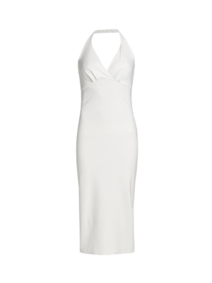 halter dress elegant Alessandra Gold Ring Halter Neck White Maxi Dress M main image 1