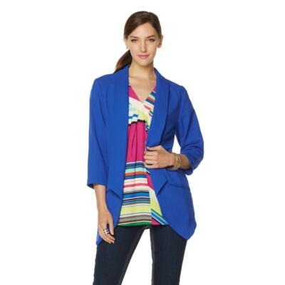 MELISSA MCCARTHY Size L Open Front Blazer Dazzling BLUE