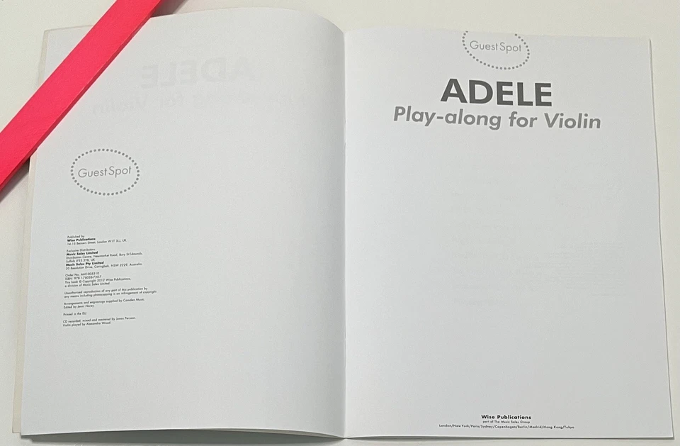 Guest Spot: Adele Violin Sheet Music Song Book w CD 2012 Hal Leonard NEW - Image 3 of 4