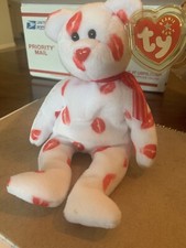 TY Beanie Baby Smooch White Bear w Kissing Lips PE Pellets 2000 Original Tags