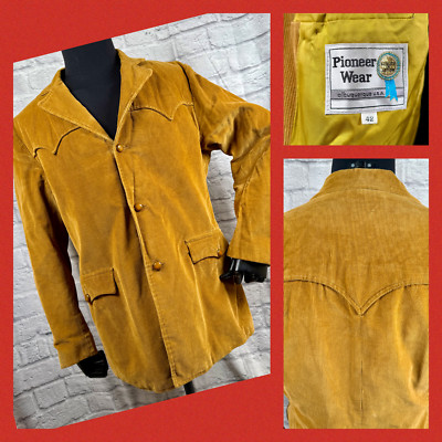 Vtg Pioneer Wear Cowboy Joch Western Herren 42 Jacke Cord Hergestellt IN USA