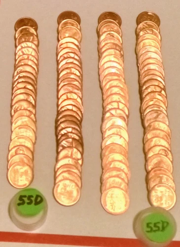 2 Rolls Of 50 GEM BU 1955-D  Lincoln Wheat Cents Penny MS  Gem UNCIRCULATED A1