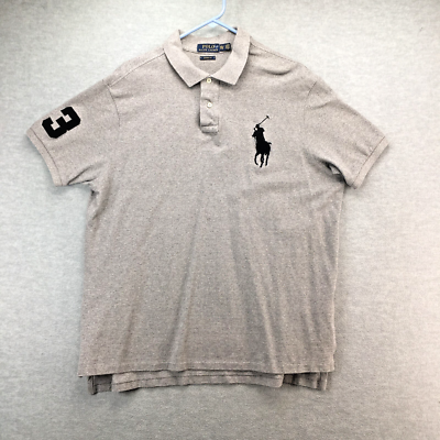 POLO RALPH LAUREN Grey Classic Fit Big Logo Pony Shirt Men's Sz
