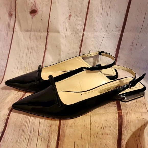 Black flat sling back shoes top