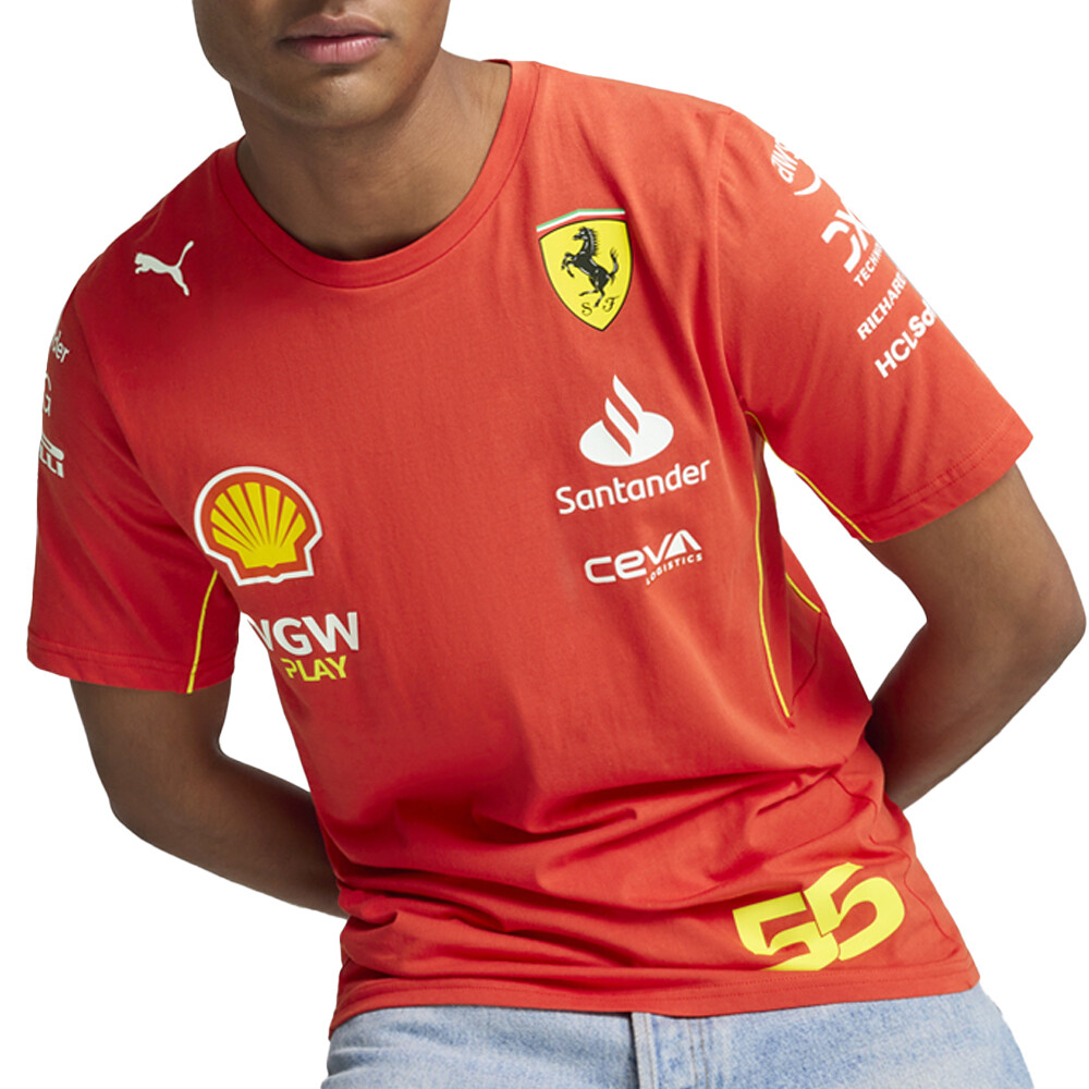 Футболка Puma Sf Sainz с круглым вырезом и красными спортивными повседневными топами 76360401