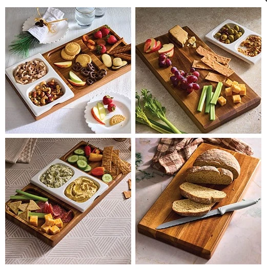 board pampered chef cutting charcuterie cheese bamboo set Dual sided Free Ship - Image 3 of 4