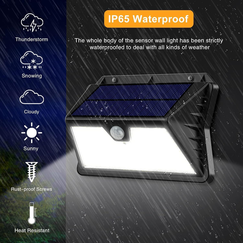 💚Luce Solare LED Esterno 2 Pezzi IP65 Faretto Con Sensore Di Movimento 185 LED - Foto 4 di 12