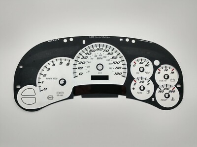US Speedo White Silverado SS Overlay for GM Clusters 03-05 1500 Gas LED Edition