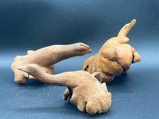 3 Vintage Burl Wood Hand carved bird folk art burlwood cypress fine detail