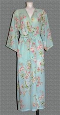 VTG Oscar de la Renta Floral Lightweight Belted Wide Sleeves Robe Pockets Wm's S
