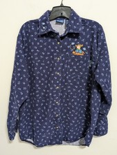 Vintage Tigger Womens Button Up Corduroy Shirt SMALL Embroidered Disney 90s Blue