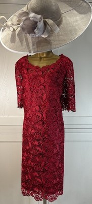 Jacques Vert UK 20 rotes Kleid Hochzeit Mutter Braut Bräutigam Gast Rennen Party Event