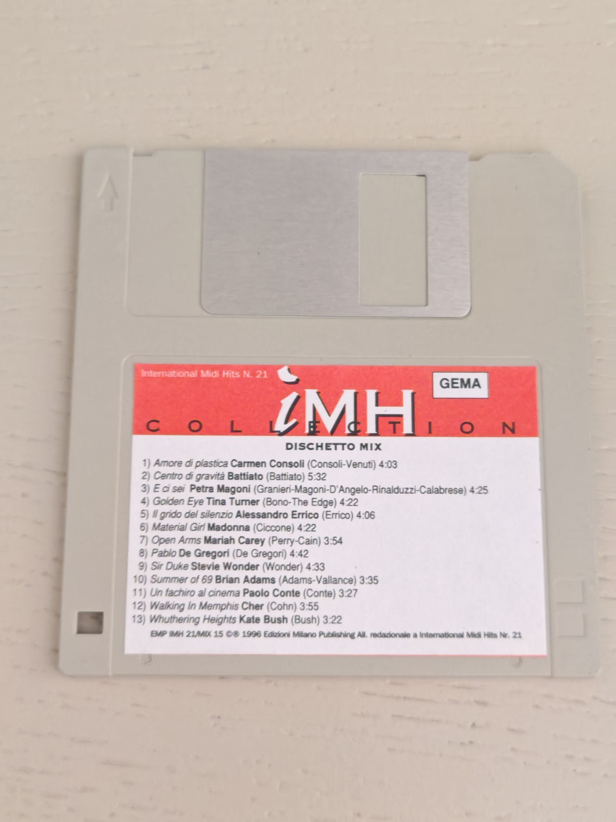 Floppy Disk 3.5" MIDI IMH N.21 Dischetto Mix Madonna Tina Turner Kate Bush 1996