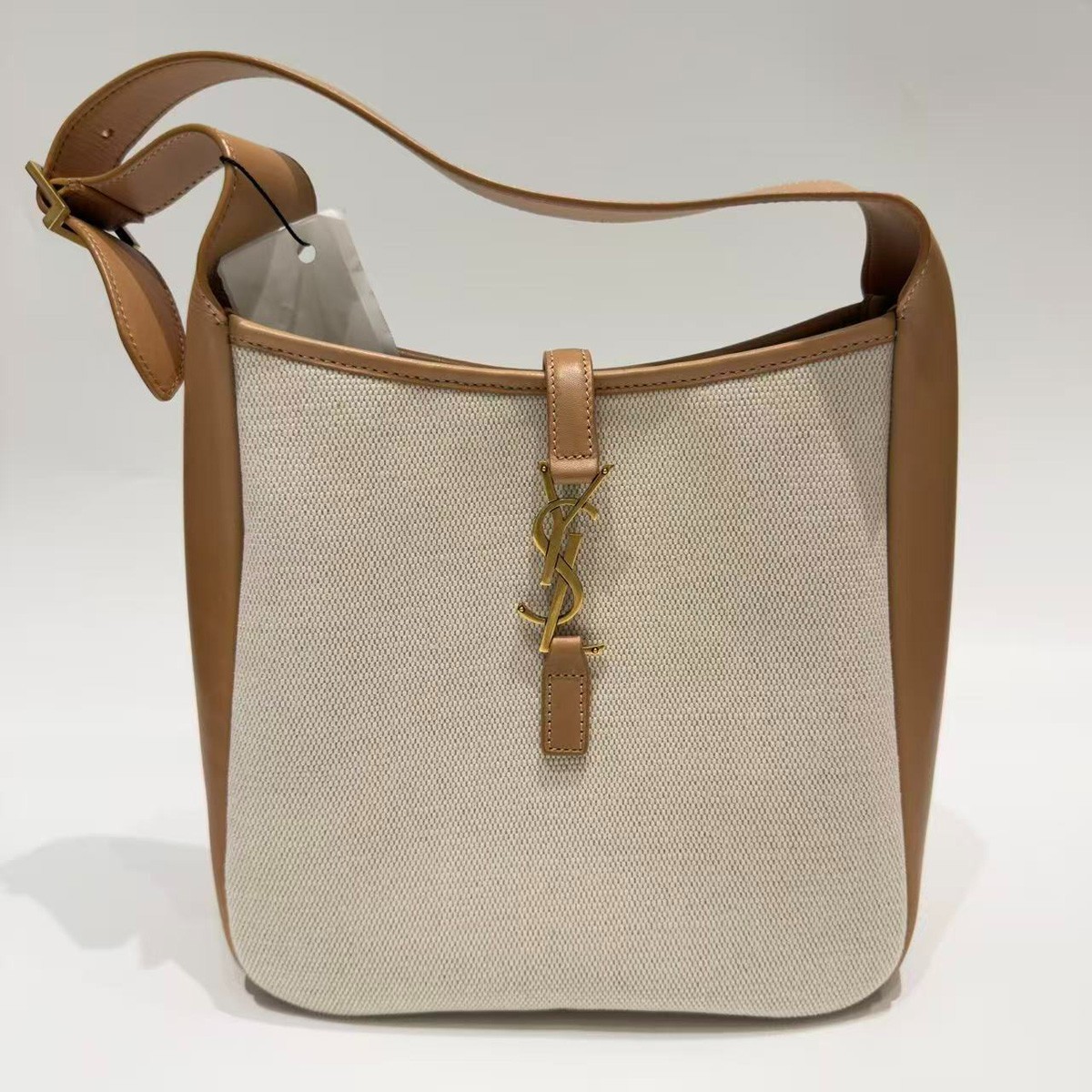 Saint Laurent YSL Le 5 à 7 Small Hobo Canvas Leather Shoulder Bag