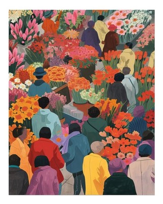 Vibrant Floral Market Wall Art Poster Premium Quality Fine Art Print