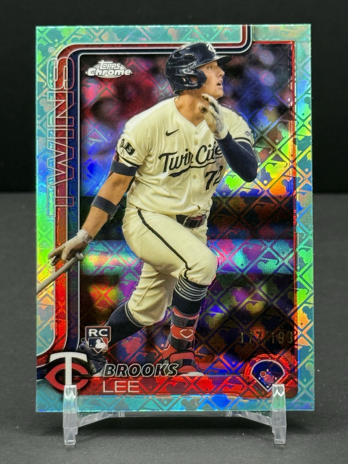 2025 Topps Chrome Logofractor Brooks Lee Aqua Refractor 177/199 #234 RC Twins