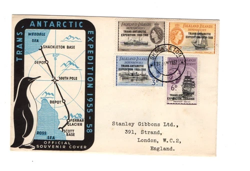 1957 FALKLAND ISLANDS - TRANS ANTARCTIC EXPEDITION FDC FROM COLLECTION K20
