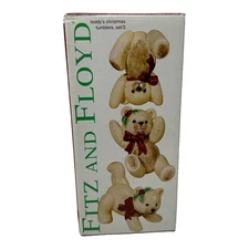 Fitz And Floyd Teddy's Christmas Tumblers NIB Tumbling Bears Holiday Decor 2003