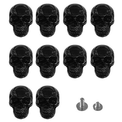 Skull Stud, Skull Schnalle, Skull Nieten Conchos Glänzend Schwarz