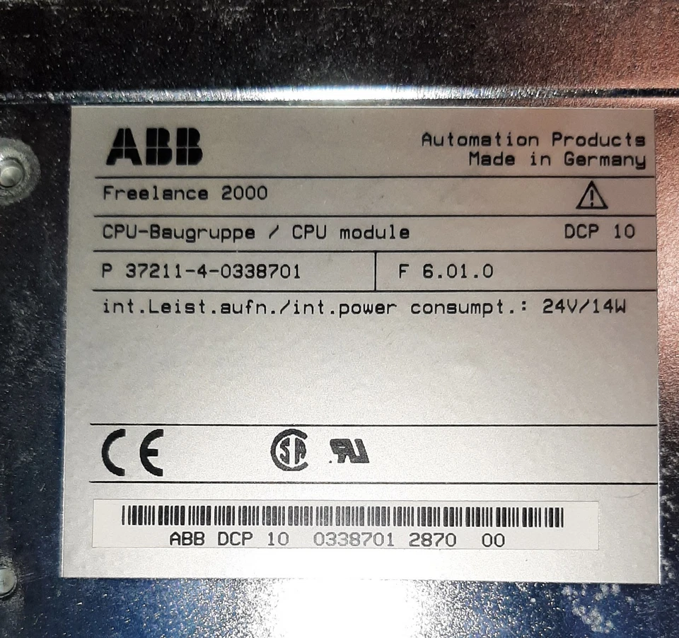 ABB Freelance 2000 CPU Baugruppe Module  P37211-4-0338701 F 6.01.0 - Bild 3 von 4