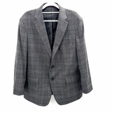 Tommy Hilfiger Gray Black Plaid Sport Coat Blazer Jacket Mens 44S