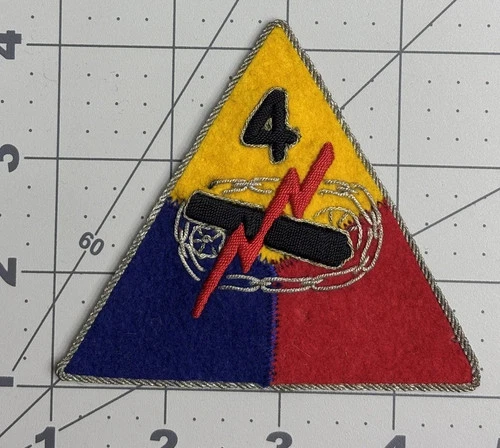 Occupation 4th Armored Division German Made Bullion Patch Inv# K7905