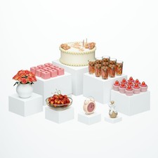 Large 8 Pcs White Acrylic Boxes for Display as Buffet Risers and Stands, Food...