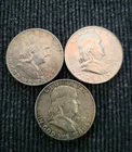 [Lot of 3] Franklin Half Dollars 90% Silver 1949, 1954 D, 1963 D, Free Shipping