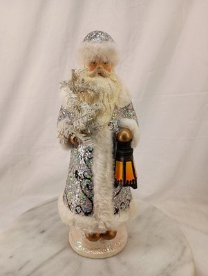 12 In Kurts Adler Winterclaus Collection Silver Glitter Santa Claus Statue...