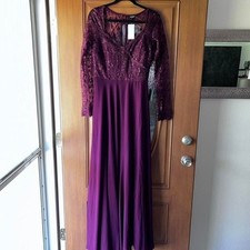 Women's Burgundy Dress medium mother of the bride lace sparkly formal