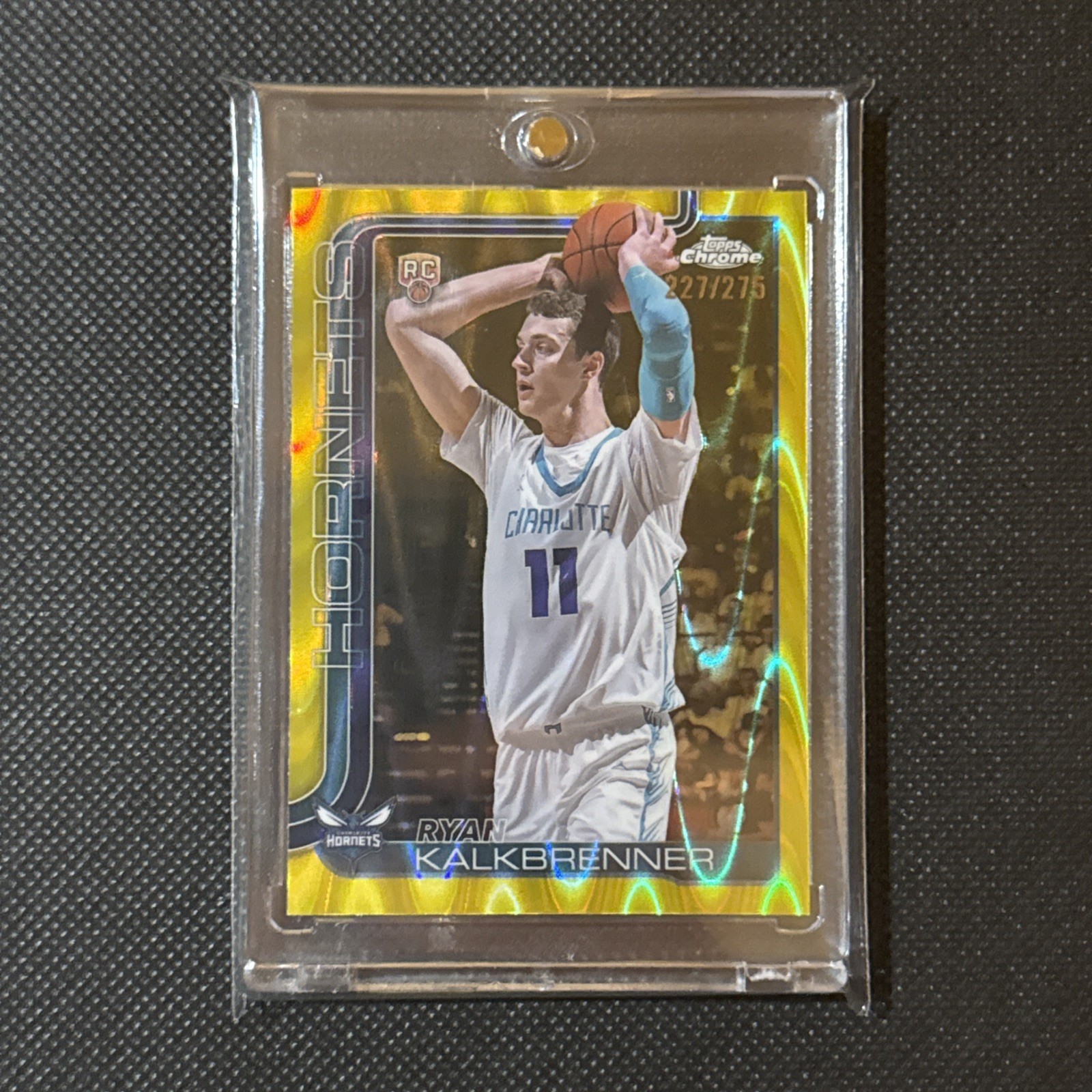2025-26 Topps Chrome NBA #284 Ryan Kalkbrenner Yellow RayWave Refractor RC /275 